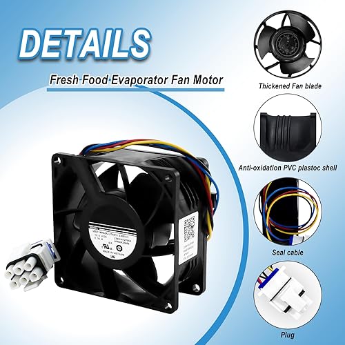 Miniatura 3 de WR60X26866 V80E14MS2A3-57A611 Motor del ventilador del evaporador de refrigerador compatible con G-E Refrigerador Repuesto Piezas WR60X26033,