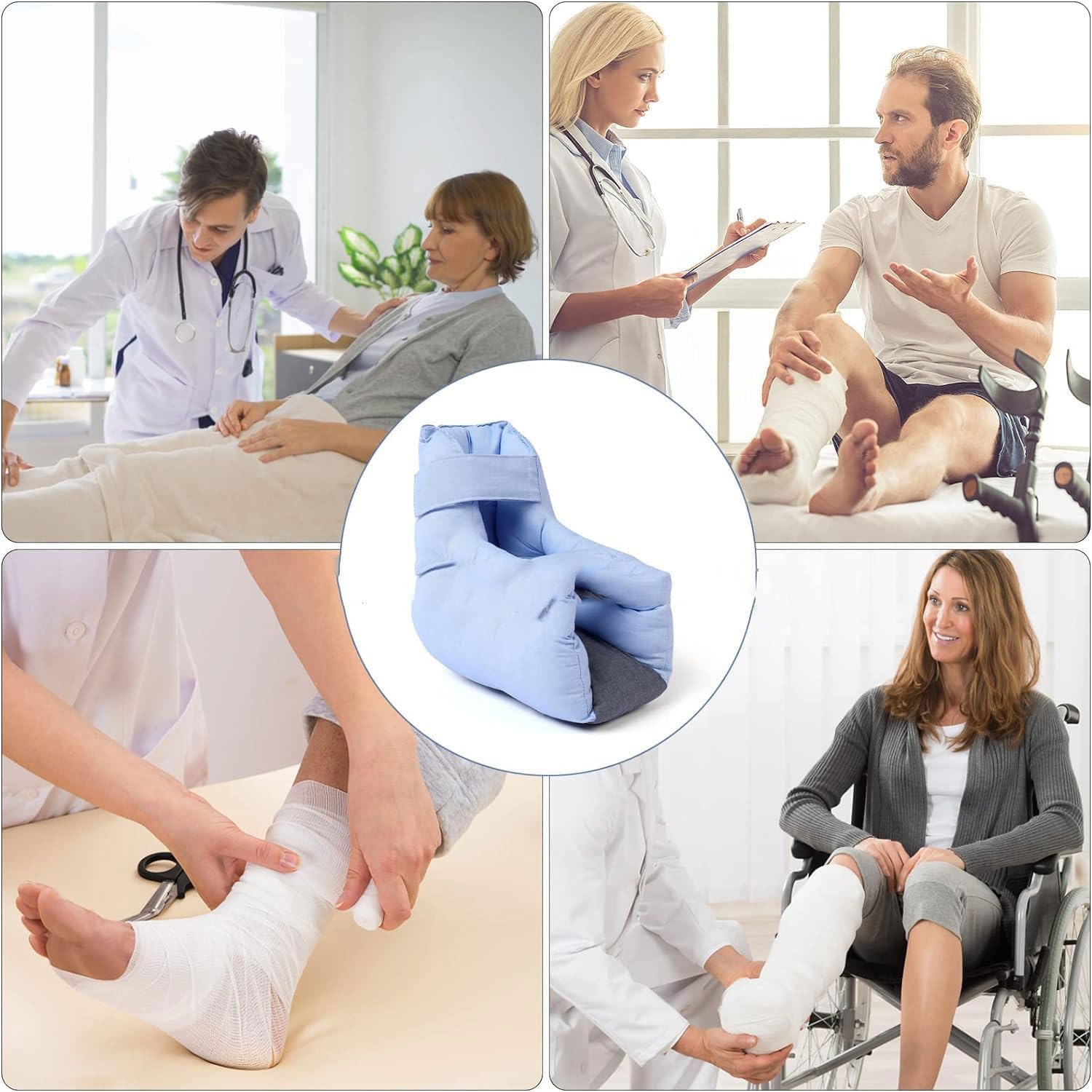 Taloneras Antiescaras, Protector de Talón con Espuma de Alta Resiliencia para Alivio y Prevención de Úlceras por Presión para Pacientes Postrados en Cama y Ancianos en Cama o Silla de Ruedas