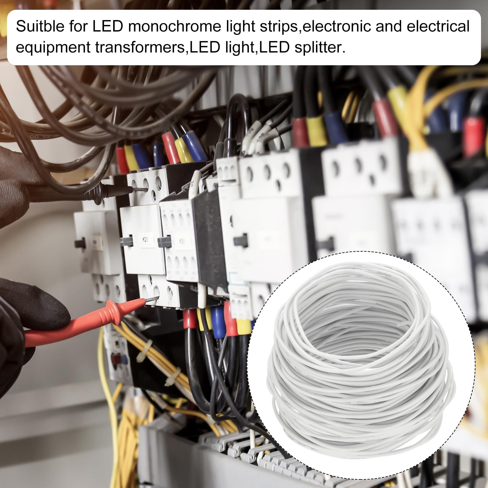 QUARKZMAN 150 Fuß Elektrischer Draht Isolierter Fester Kupferdraht 14AWG Anschlusskabel THHN Draht Wohnbereich Industrie Erdung Elektrisch Bewertet Für 600 Volt UL Geprüft Weiß