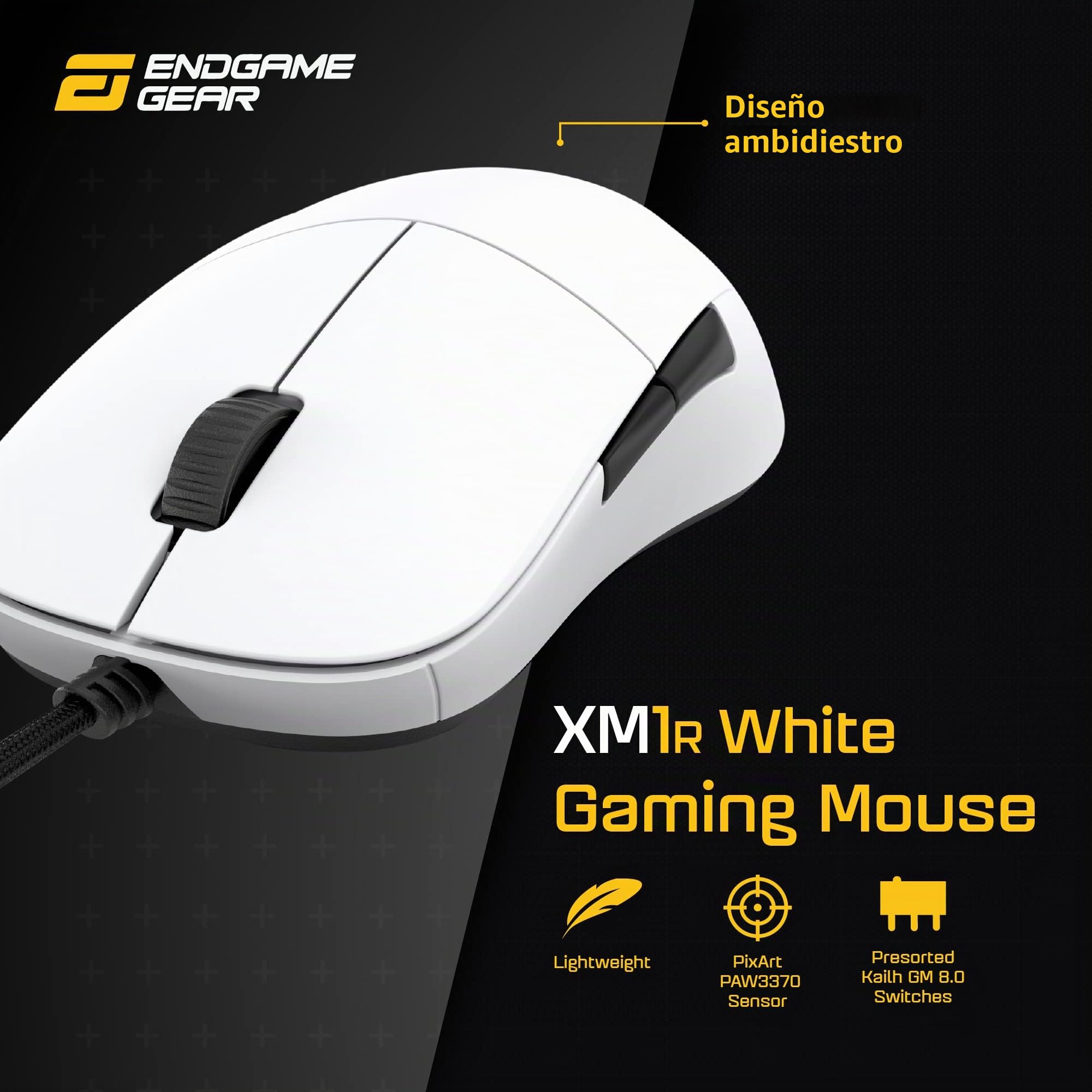 ENDGAME GEAR XM1r - Ratón programable con 5 Botones y 19.000 dpi, XM1r, Color Blanco