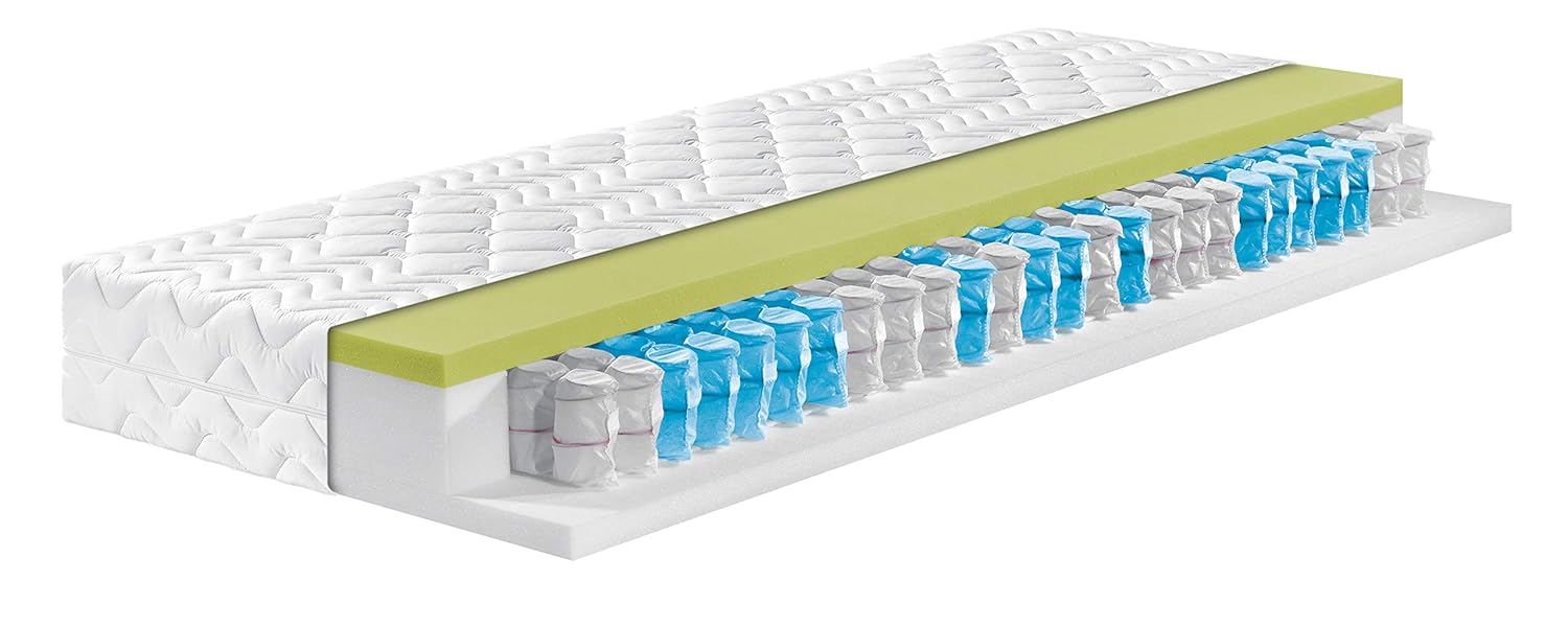 Traumnacht Basis 7-Zonen 2 in 1 Duo Tonnentaschenfederkernmatratze, mit hochwertiger Viscoauflage, Härtegrad 2 und 3, 90 x 200 cm, Öko-Tex…