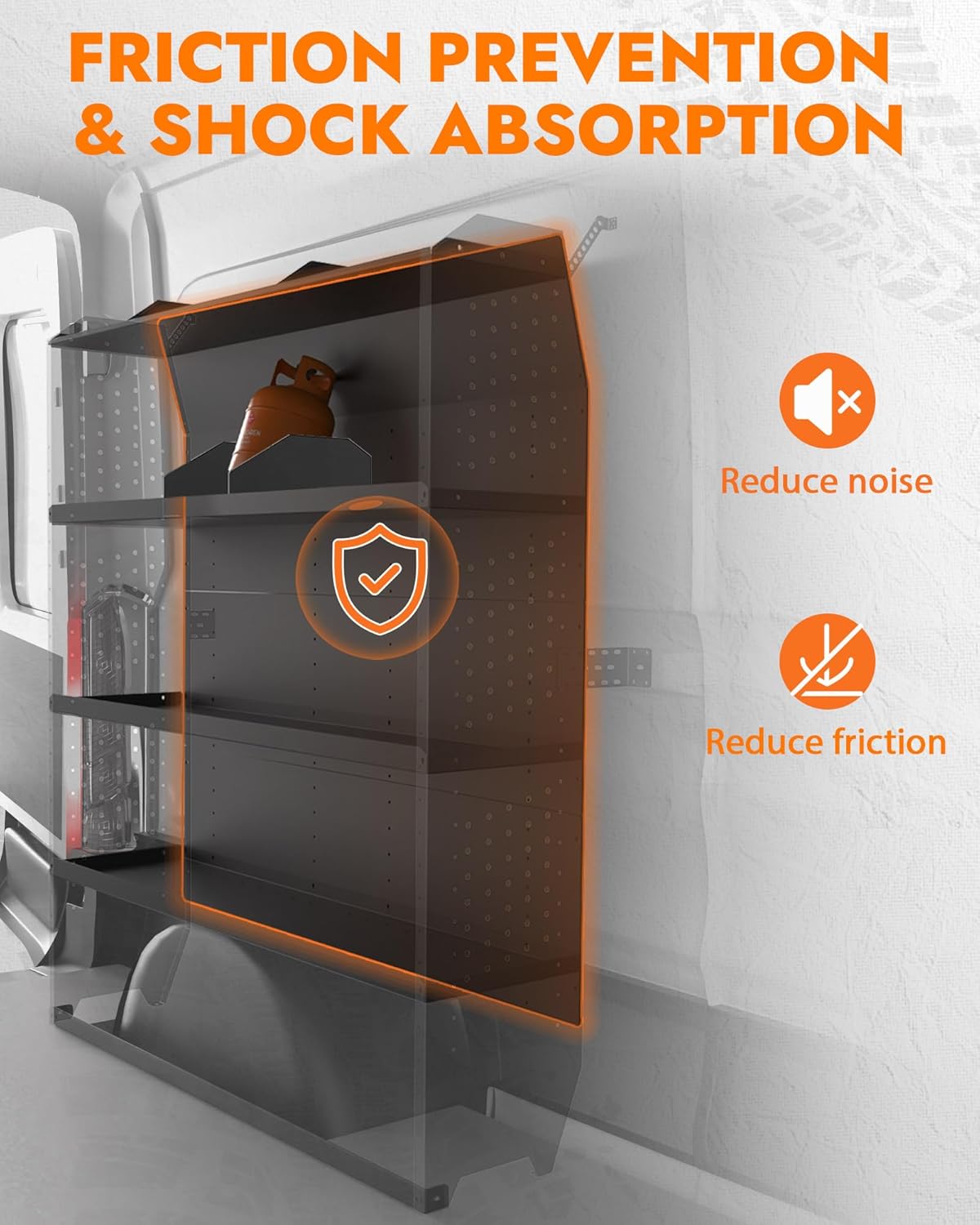 MELIPRON 32''W x 60''H x 13''D Cargo Van Shelving Fit for Ford Transit, Promaster, Sprinter, Chevy Express Mid/High Roof Steel Cargo Van Shelves Storage