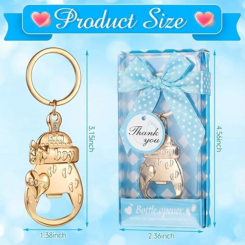 Miniatura 2 de Sieral 24 piezas de abrebotellas para baby shower, recuerdo de fiesta para invitados, llavero dorado, regalos, decoraciones, recuerdos para niñas,