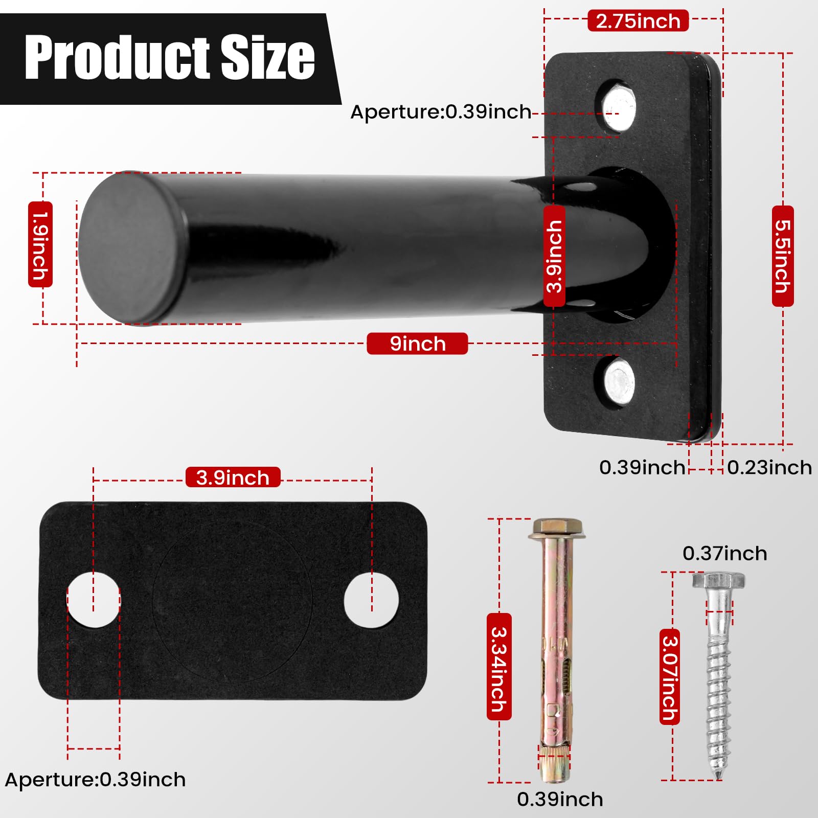 Soporte para discos de peso de acero para montaje en pared para platos de 5 cm