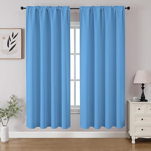 Miniatura 63 de CUCRAF - Juego de 2 paneles de cortinas opacas negras de 63 pulgadas, cortinas con bolsillo para varilla para oscurecer la habitación para