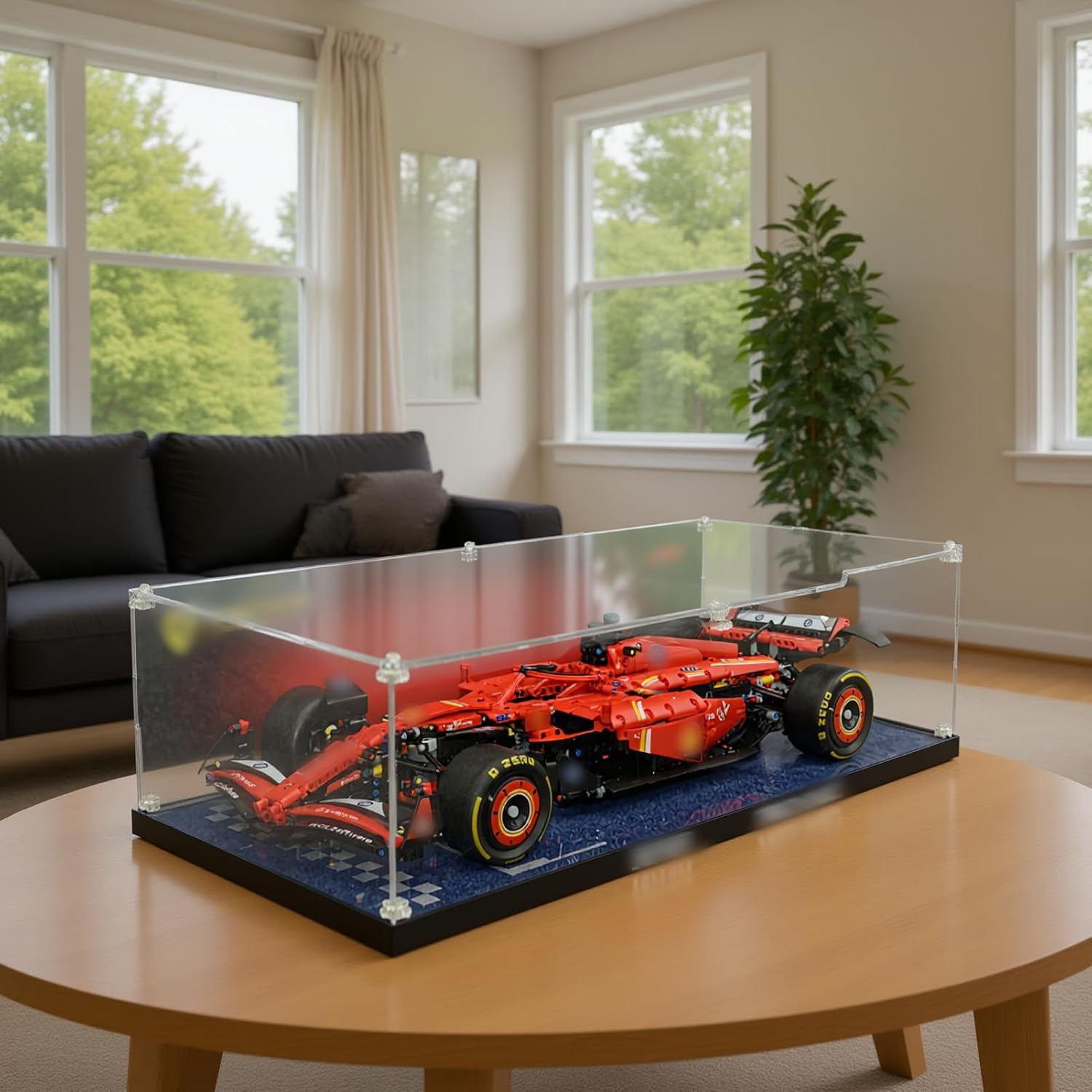 Acrylic Display Case Compatible with Lego Technic Ferrari SF-24 F1 42207 Model Car, for Adults Collection display, Dust-Proof Display Box Compatible with Lego F1, Size: 26.77×11.81×6.69 inch(NO Model)