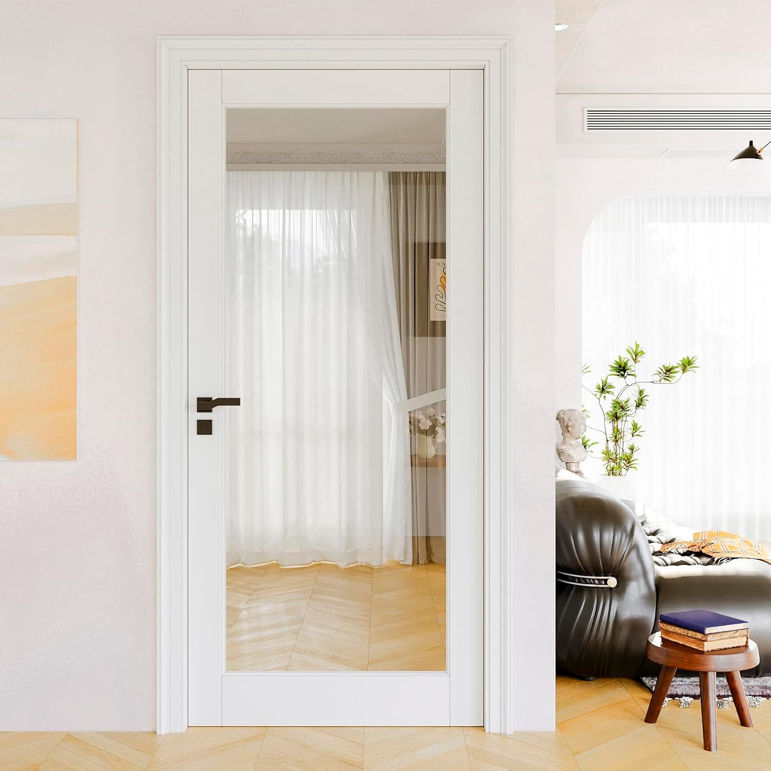 36"x80" CARB P2 Solid Core & Pre-Finished Thick SGCC Clear Glass Doors, Interior Door for House, Full Glass Swing Shaker w/o Prehung Jamb, Barn Door Slab, Wood Panel for Closet, Bedroom Doors