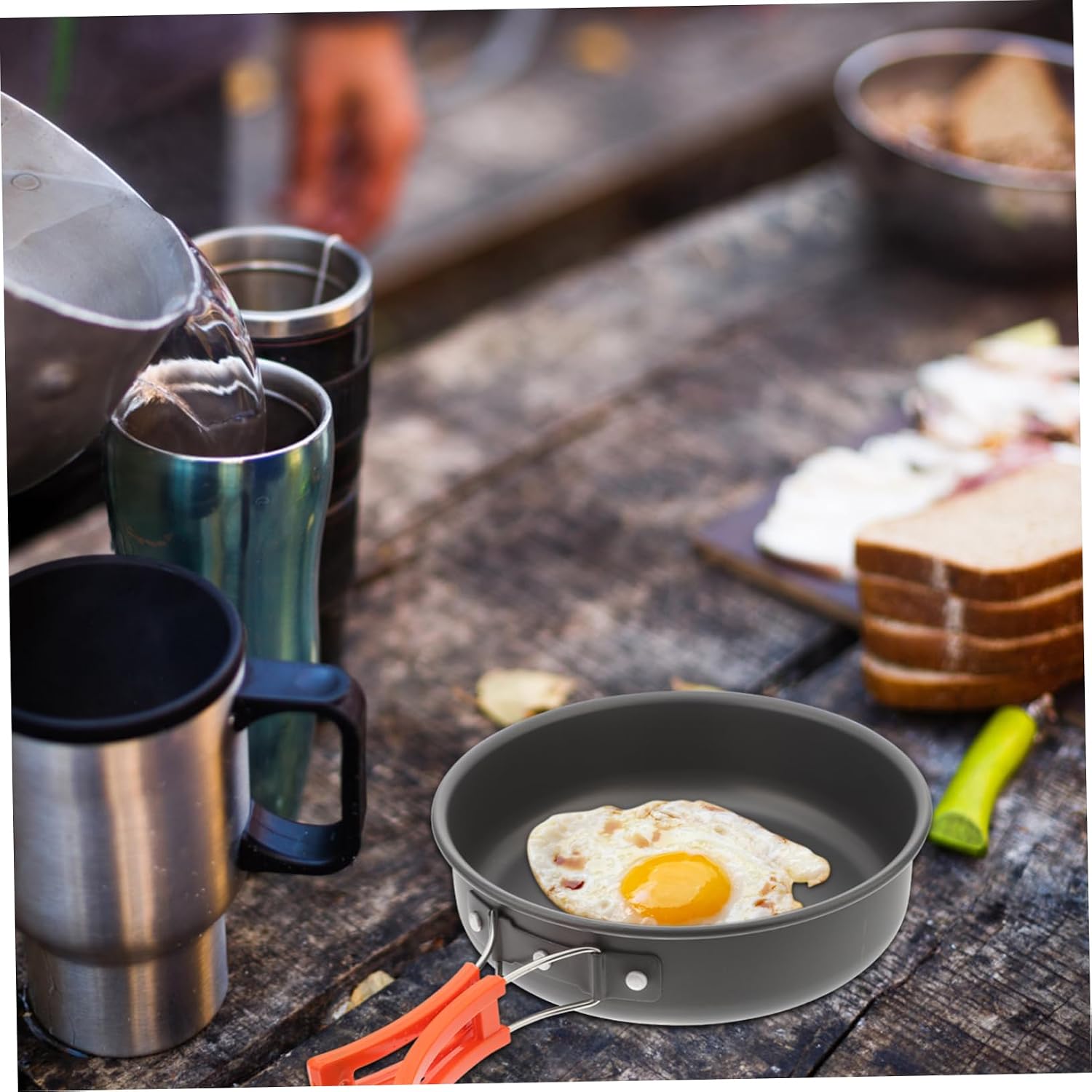 Portable Frying Pan Nonstick Camping Pot Lightweight Outdoor Cookware Easy to Clean