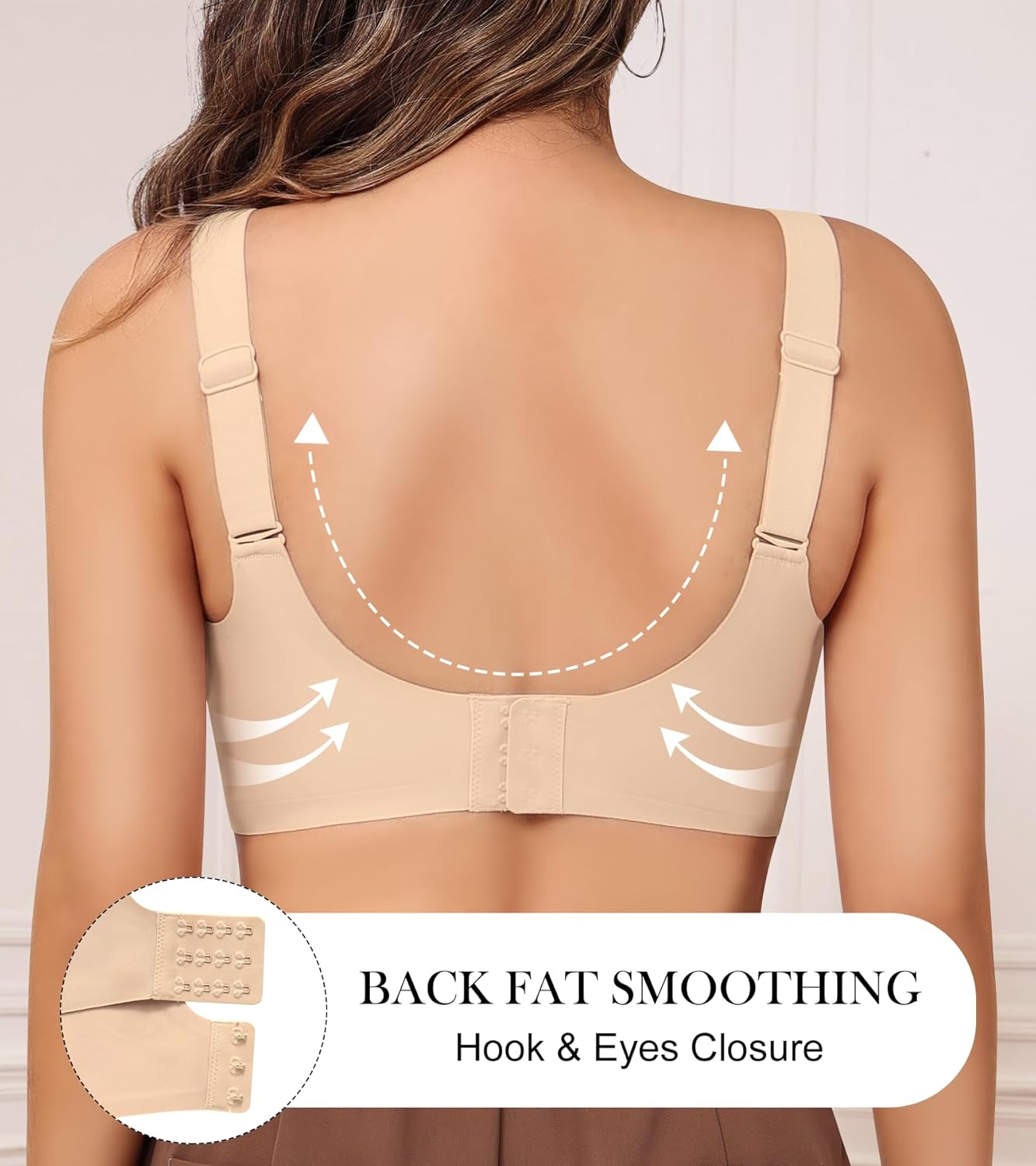 Wireless Bras for Women, Seamless V Mesh Push Up Full Coverage Bra, Comfort Everyday Tshirt Bralette - Image 3