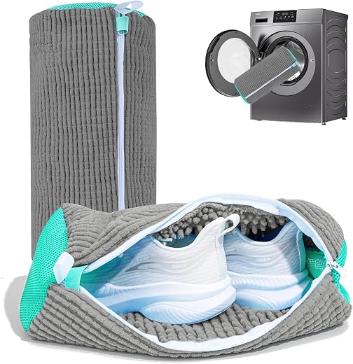 Glivary Shoe washing machine bag, Laundry shoe pouch for washer and dryer, Reusable and Durable Zipper Plush Washing Machi...