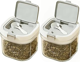2-Pack 27oz Airtight Tea Canisters, Loose Leaf Tea Storage Containers with Light-Blocking Amber Jar & Spoon, Wide-Mouth Kitchen Canister for Loose Tea, Flour, Coffee, Sugar & Herbs