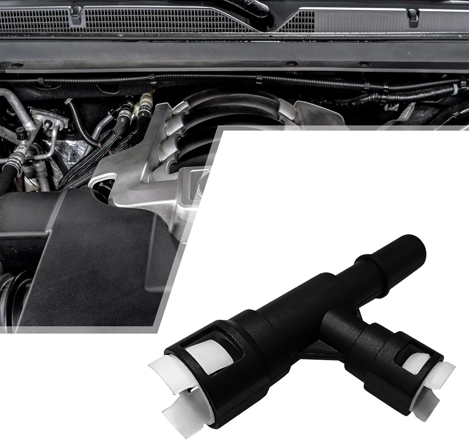 Car Heater Core Hose Fitting Connector #15055343 15055342 800-413CD, Heater Coolant Hose Junction Cooling Water Pipe T-connector Joint For Select Cadillac Chevrolet GMC Silverado(Black)