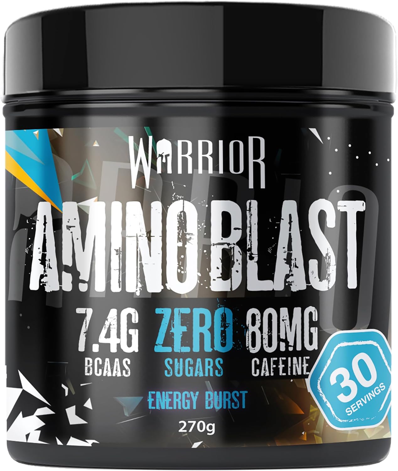 Warrior Amino Blast 270g – BCAA Powder – Branched Chain Amino Acids Supplement, Intra Workout & Recovery, Energy Drink – 30 Servings (Energy Burst)