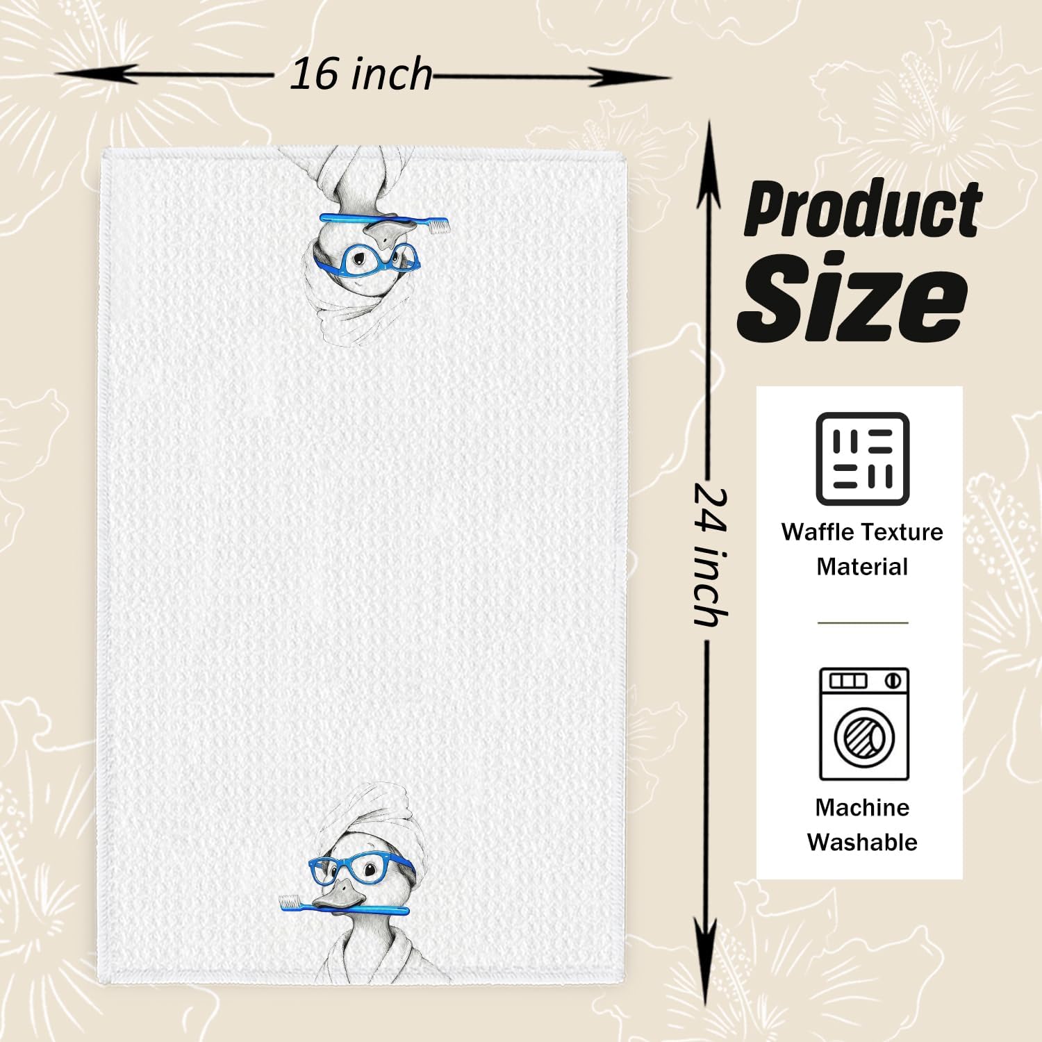 Funny Duck Bathroom Hand Towels, Duck Bathroom Decor, Gifts for Ducks Lovers Decorative Hand Towels for Bath Room Washroom Restroom, 16x24 Inch - Image 2