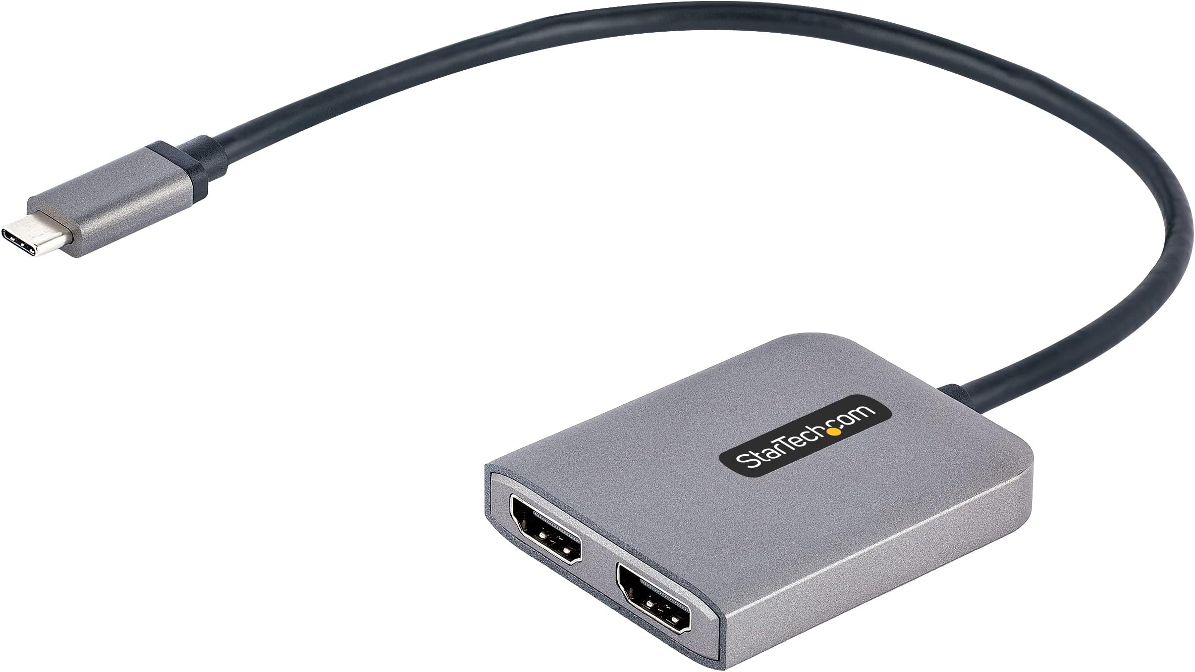 StarTech.com USB-C to Dual HDMI Adapter, USB Type-C Multi-Monitor MST Hub, Dual 4K 60Hz HDMI Laptop Display Extender / Splitter, HDR, Extra-Long Built-In Cable, Windows Only (MST14CD122HD)