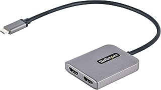StarTech.com USB-C to Dual HDMI Adapter, USB Type-C Multi-Monitor MST Hub, Dual 4K 60Hz HDMI Laptop Display Extender/Splitter, HDR, Extra-Long Built-in Cable, Windows Only (MST14CD122HD)
