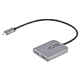 StarTech.com USB-C to Dual HDMI Adapter, USB Type-C Multi-Monitor MST Hub, Dual 4K 60Hz HDMI Laptop Display Extender / Splitter, HDR, Extra-Long Built-In Cable, Windows Only (MST14CD122HD)