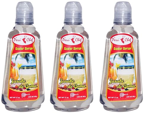 Jarabe de Goma - Jarabe de Azúcar 3 botellas de 17 oz cada una