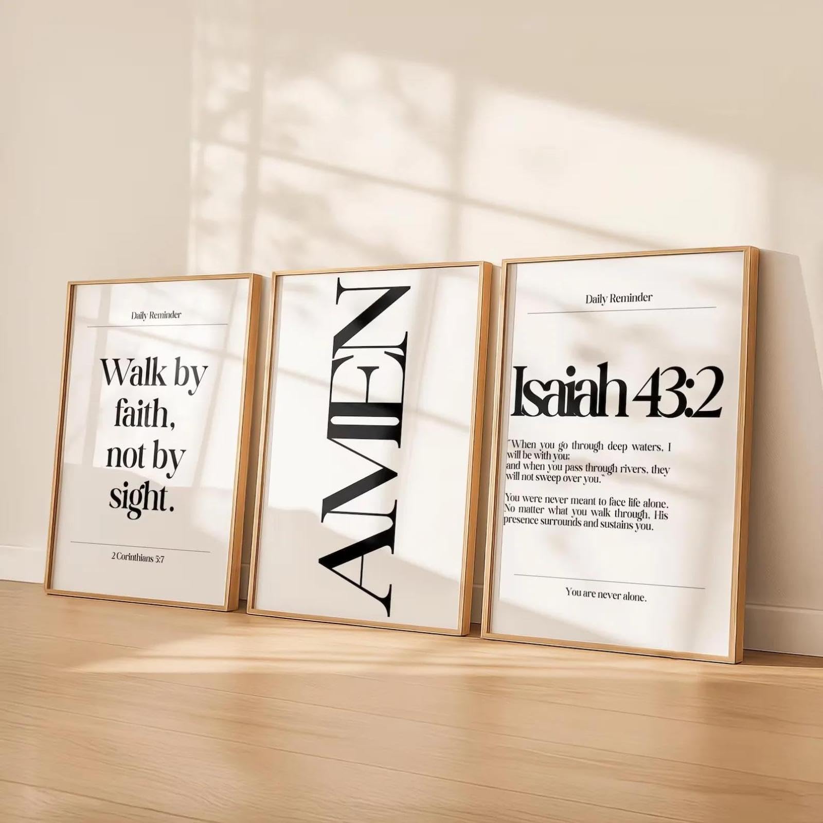 Baibexing Christian Bible Verse Walk By Faith Wall Art Print Canvas Painting Poster Picture For Living Room,Bedroom,Restaurant Home Decor 21X30Cmx3Pcs Unframed
