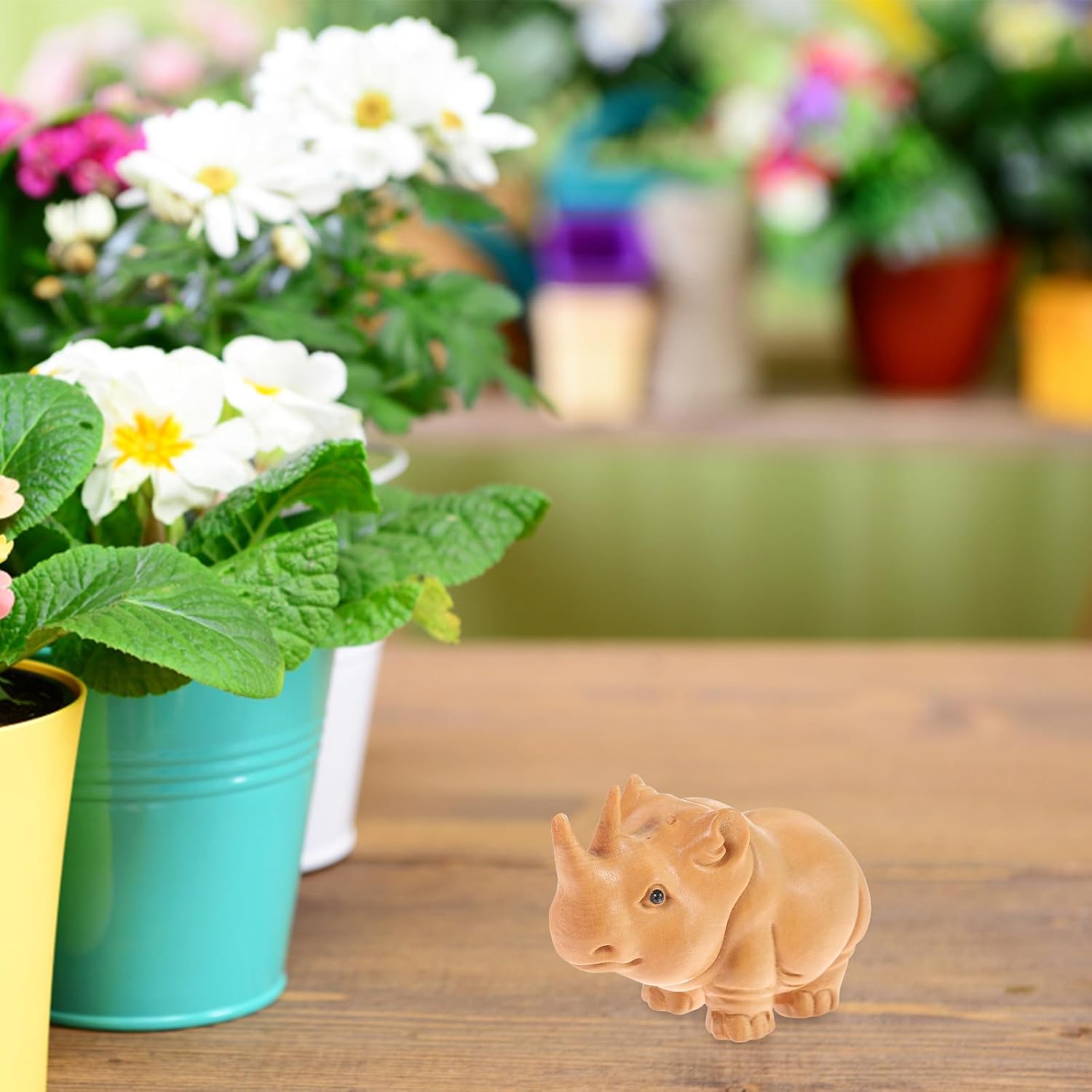 Boxwood Rhino Figurine Ornament, Retro Handheld Desktop Decor image 4