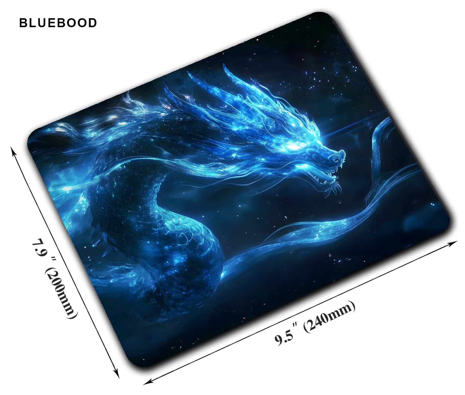 Blue Dragon Tapis de souris pour bureau, ordinateur portable et ordinateur portable sans fil, 24,1 x 20,1 cm, base en caoutchouc antidérapant, surface lisse, pour la maison, le bureau et les voyages