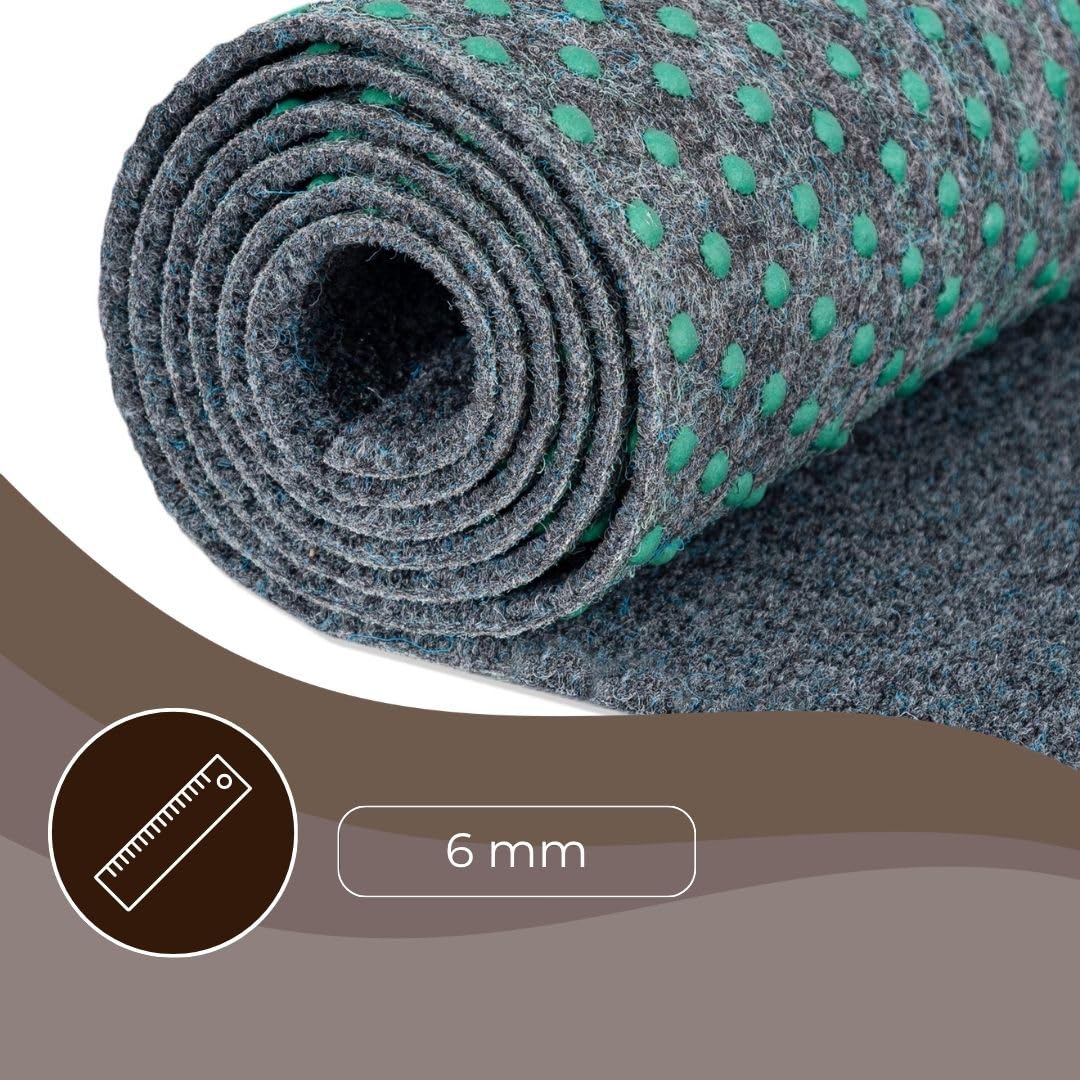 Mazovia Kunstrasen mit Noppen Grau, Anthrazit Wetterfest Rasenteppich für Balkon Garten Terrasse Wasserfest, Pflegeleicht & Robust Meterware Höhe: 6mm 100 x 250 cm 1x2,5 m