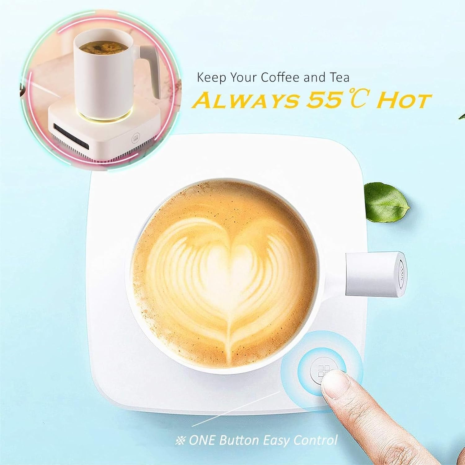 Coffee Mug Warmer and Coole for Desk, with Intelligent Reminder to Drink Water, 3 Temperature Adjustable, Easy to Clean Quiet One-Button Operation Easy to Use for Water Milk