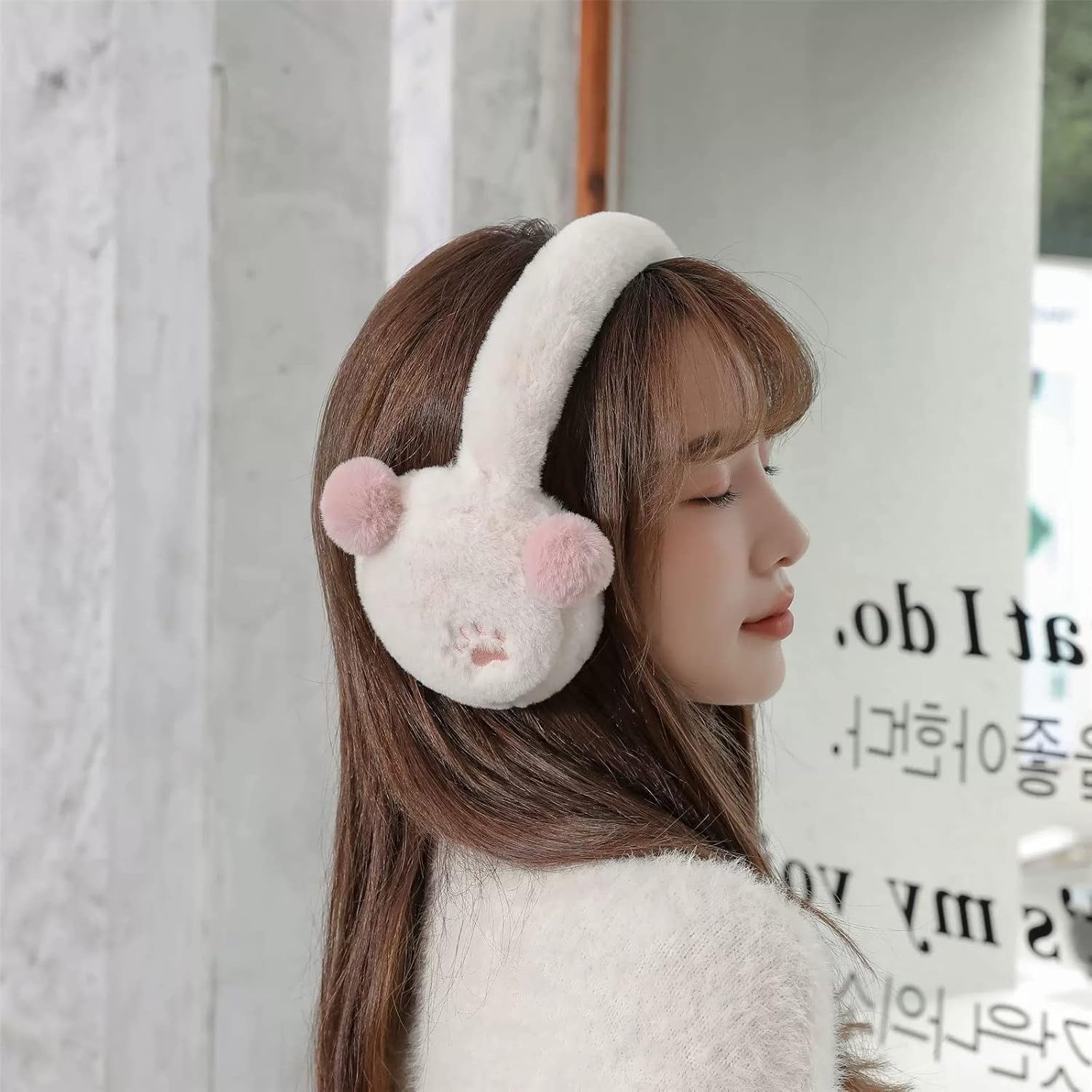 Earmuffs for Women Winter Women's Cold-proof and Warm Ear Protectors Student Cartoon Bear Ears Plush Outdoor