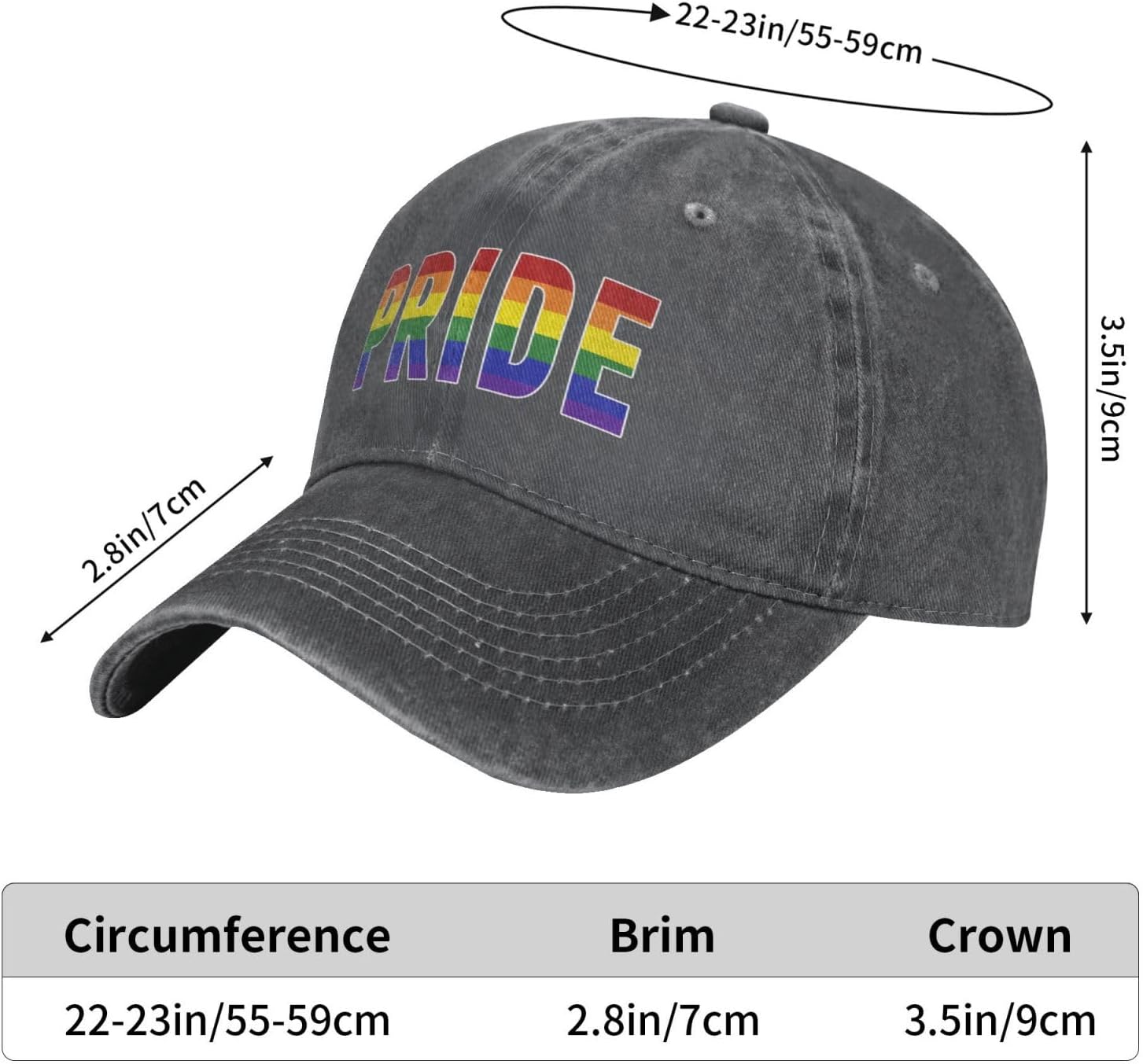CAIBO Pride Hat LGBT Baseball Hat Adjustable Cotton Denim Baseball Cap Gay Pride Hats for Men Women - Image 7