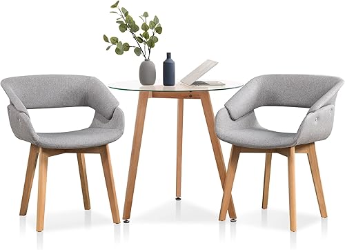 Miniatura 10 de ivinta Juego de 2 sillas de comedor modernas con cojín de tela tapizada y patas de madera maciza para comedor, cocina, sala de estar, Resturant 9122