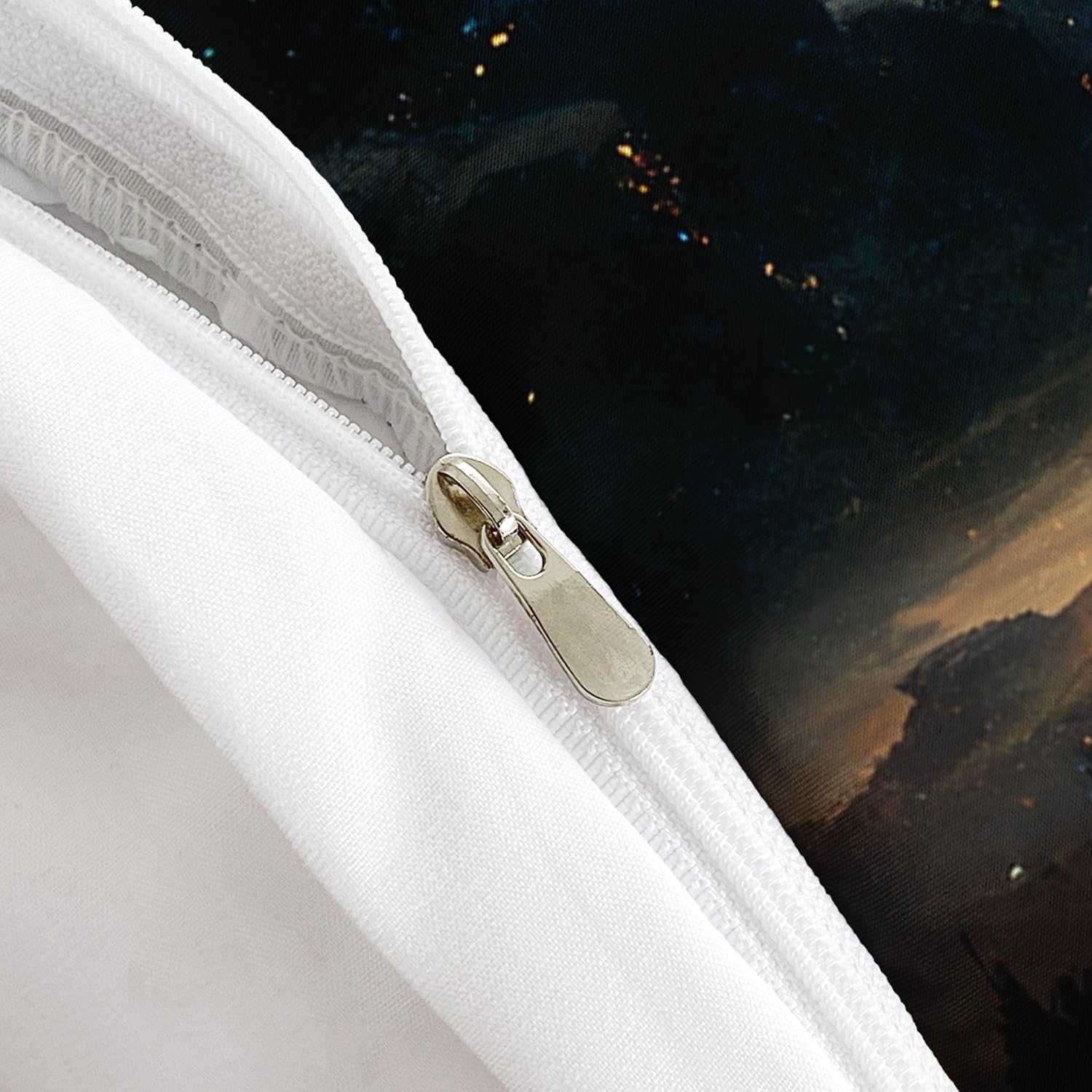 AILONEN Wolf Couples Duvet Cover Set King Size, Evening Snowfield Moon Wolf Bedding Set, Milky Way Comforter, 1 Quilt Cover and 2 Pillowcases, Soft