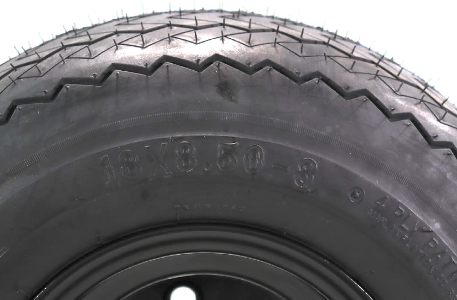 Kenda Hole-N-1 K389 18x8.5-8 Golf Cart Tire with 4-Ply Rating & Pre-Assembled Semi-Gloss Black Wheel with Keychain - Hole in one - 4-Pack