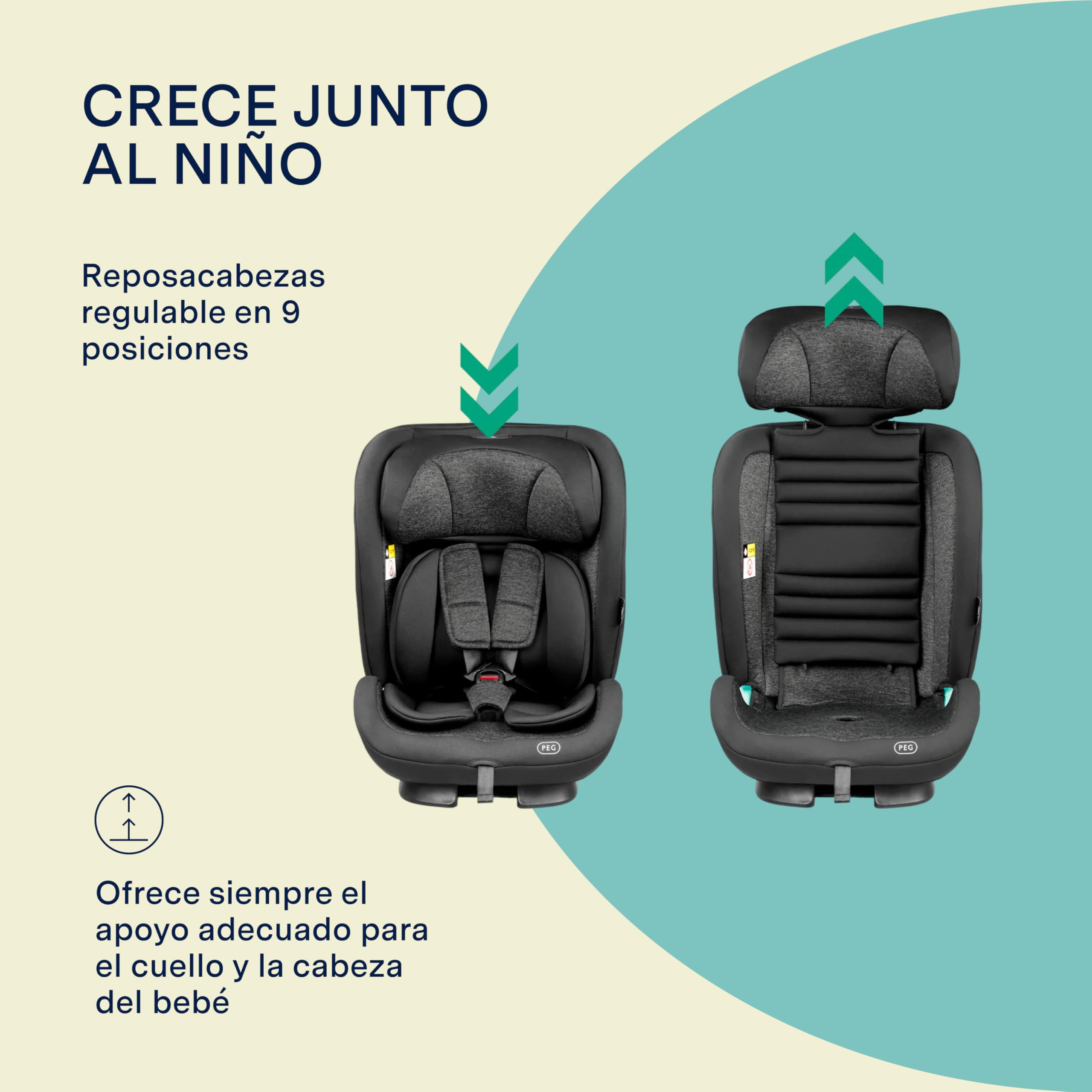 PEG Viaggio TT Silla de Coche Evolutiva i‑Size con ISOFIX, 76–150 cm, 15 meses–12 años, 9–36 kg, Respaldo Reclinable, Reposacabezas Regulable, Protecciones Laterales, Planet