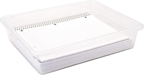 Miniatura 8 de Storex Bandeja de almacenamiento profundo tamaño carta, contenedor organizador con tapa sin broches para aula, oficina y hogar, translúcido, paquete