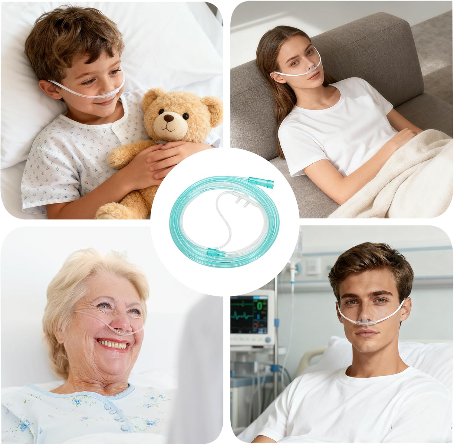 7Ft Soft Oxygen Nasal Cannula for Adult, 10 Pack Nasal Tubing for Oxygen, Kink Resistant Nasal Cannula Oxygen Tubing