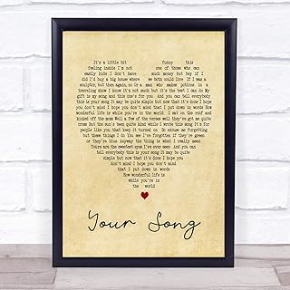 Your Song Vintage Heart Song Lyric Quote Print