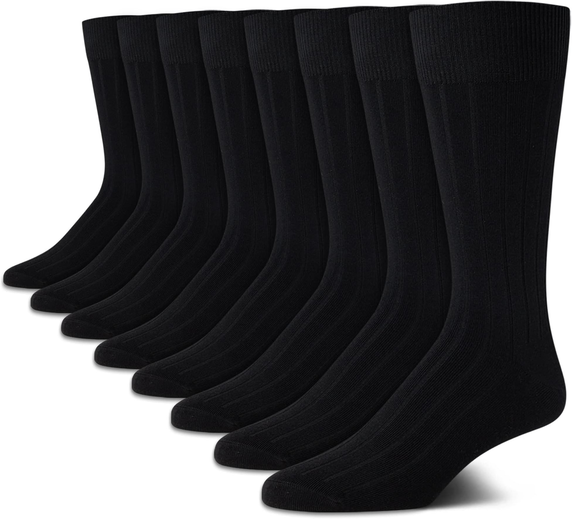 Mens Dress Socks - 8 Pack Breathable Cotton Blend Work Crew Socks for Men for Casual Business & Formal Wear