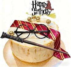 Wizard Party 11-Piece Birthday Cake Topper Set with Magic Wand, Glasses, Tie, Wings, Balls, Halloween Party Decorations