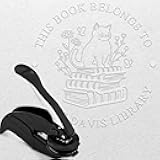 Custom Library Embosser - Style 052 - Includes 50 Gold Seals - Great for Customizing Books, Ex Libris, Personalized Journals and More.