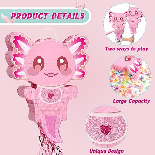 Miniatura 250 de WERNNSAI - Piñata de sirena plegable, piñata de cumpleaños con flecos que incluye cuerda para jalar, venda y bate. Decoraciones