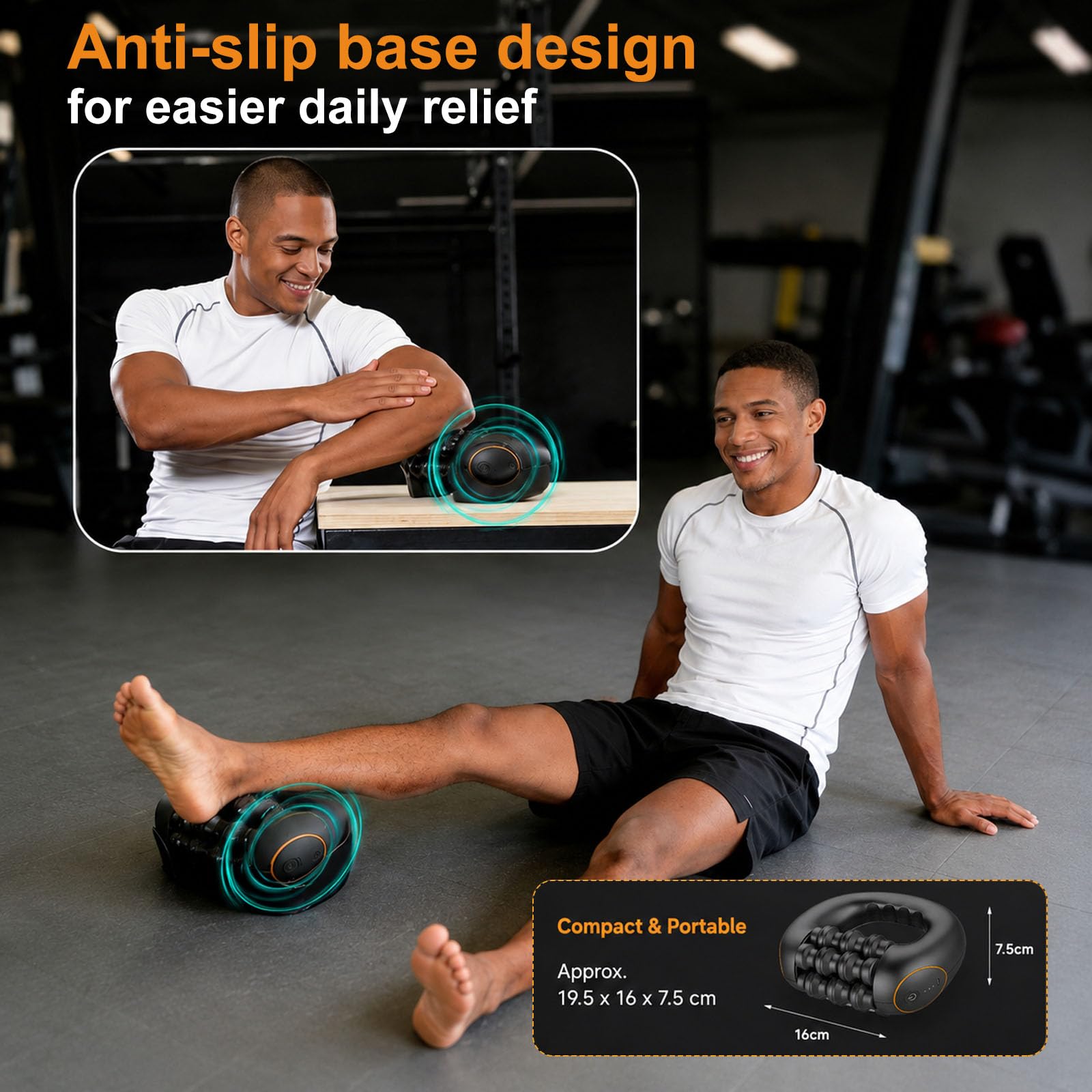 Electric Handheld Rolling Massager, 3 Vitesses, Moteur Puissant, Large Surface – Rouleau de Massage pour Le Dos, Épaules, Jambes – Masseur à Rouleaux Rechargeable