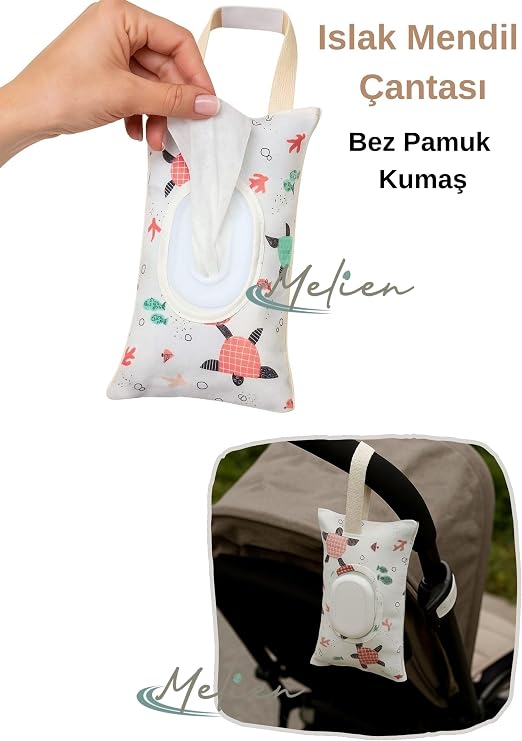 Islak Mendil Saklama Çantası Evde, Arabada, İşte, Seyahatte ve Bebek Arabasında Islak Mendil Kutusu (Renk 3, 24 Cm)