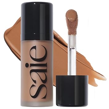 Saie Dew Bronze Hydrating Liquid Bronzer Stick, Sand 0.4 oz | Liquid Contour & Bronzer for Subtle Definition & All-Over Bronze, Lightweight, Blendable Formula with Doe-Foot Applicator