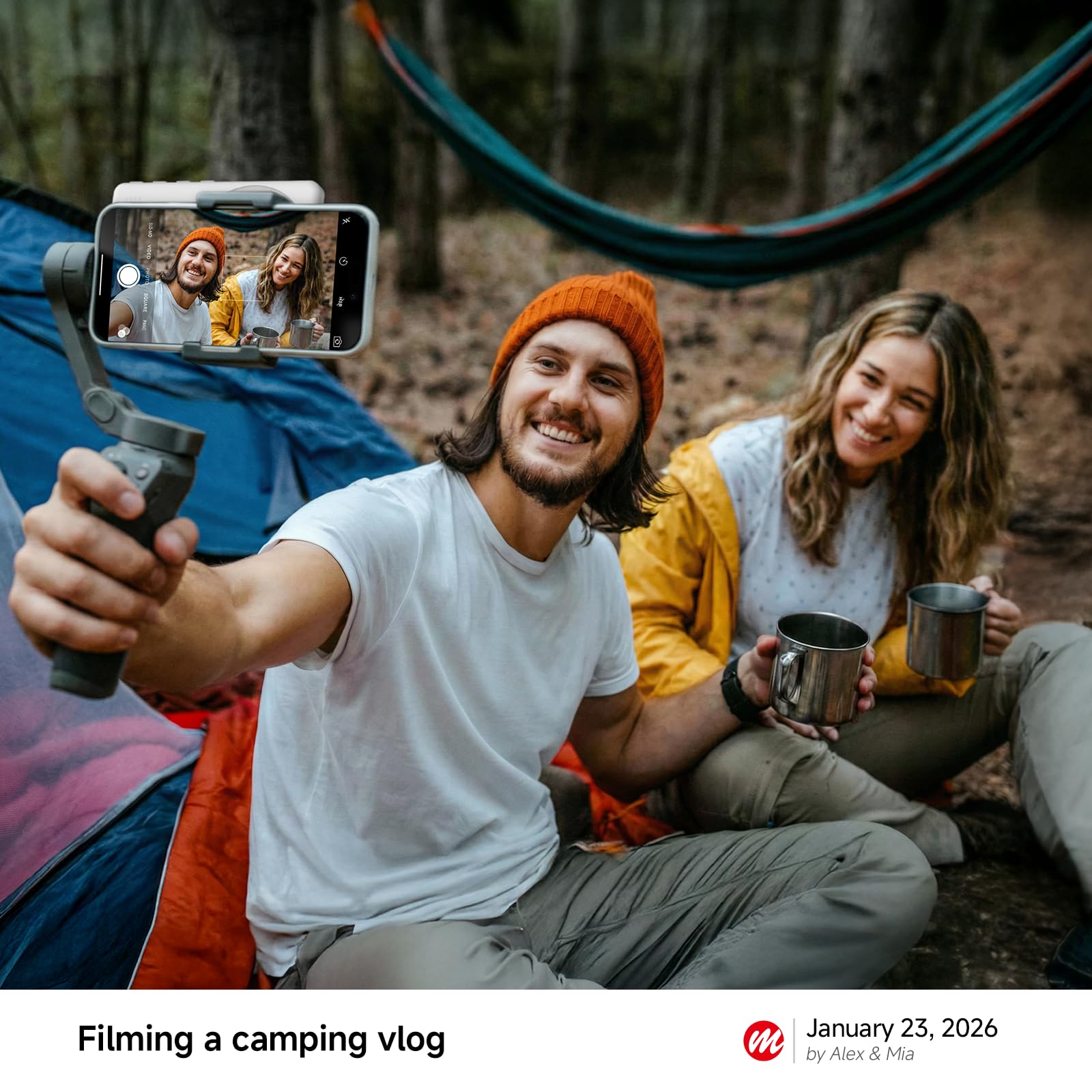 Moman Magnetyczny ekran monitora do selfie dla iPhone 17 i Android, 4K/1080p 3,97" bezprzewodowy ekran monitorujący do iPhone'a 7-17, akcesoria do kamery tylnej do TikTok Live Streaming Vlog - różowy