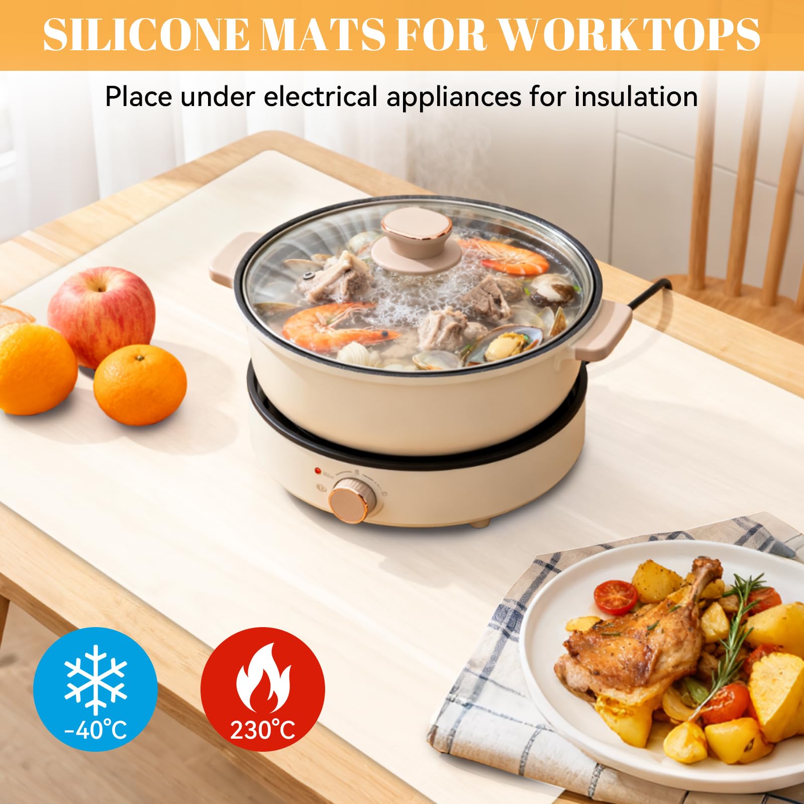 Tappetino in Silicone Grande 80x60cm,Tappetino Silicone Cucina Resistente al Calore,Tappetino Antiscivolo e Antiaderente,per Protezione del Desktop,per Casa Ufficio Artigianato Fai da Te,Trasparente