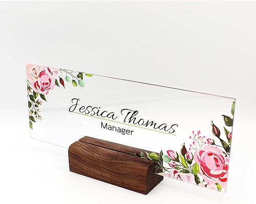 Miniatura 2 de Placa de nombre personalizada para escritorio con placa de identificación moderna para decoración de oficina, escritorio ejecutivo, nombre de