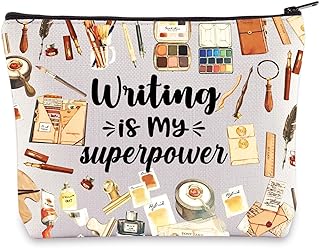 WZMPA Writer Cosmetic Bag Writing Lover Gifts Writing Is My Super Power Makeup Zipper Pouch Bag For Author, Writing power, Cosmetic Bag