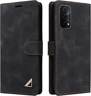 Coque pour Oppo A54 5G/A74 5G/A93 5G, Étui de Protection de Portefeuille Antichoc de Fente pour Carte, Support de Carte à Rabat en Cuir en PU Étui pour Oppo A54 5G/A74 5G/A93 5G (Noir)