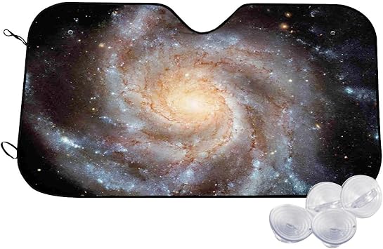 Galaxy Car Windshield Sunshade, Stars in Galaxy, Blocks Sun Visor Protector Foldable Sun Shield Keep Your Vehicle Cool,Black - 55 x 30 Inch