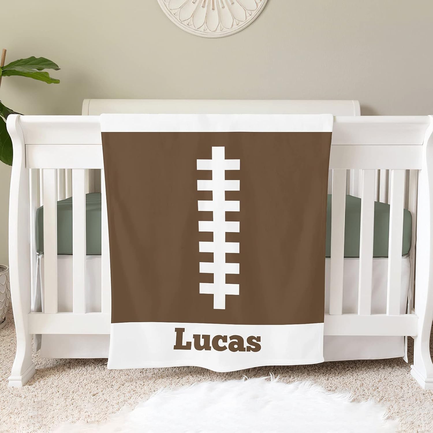 Football Personalized Receiving Baby Blankets for Girls Boys Kids with Name,Customized Swaddle Blankets Gift for Newborn Crib Infants 30x40 Inches